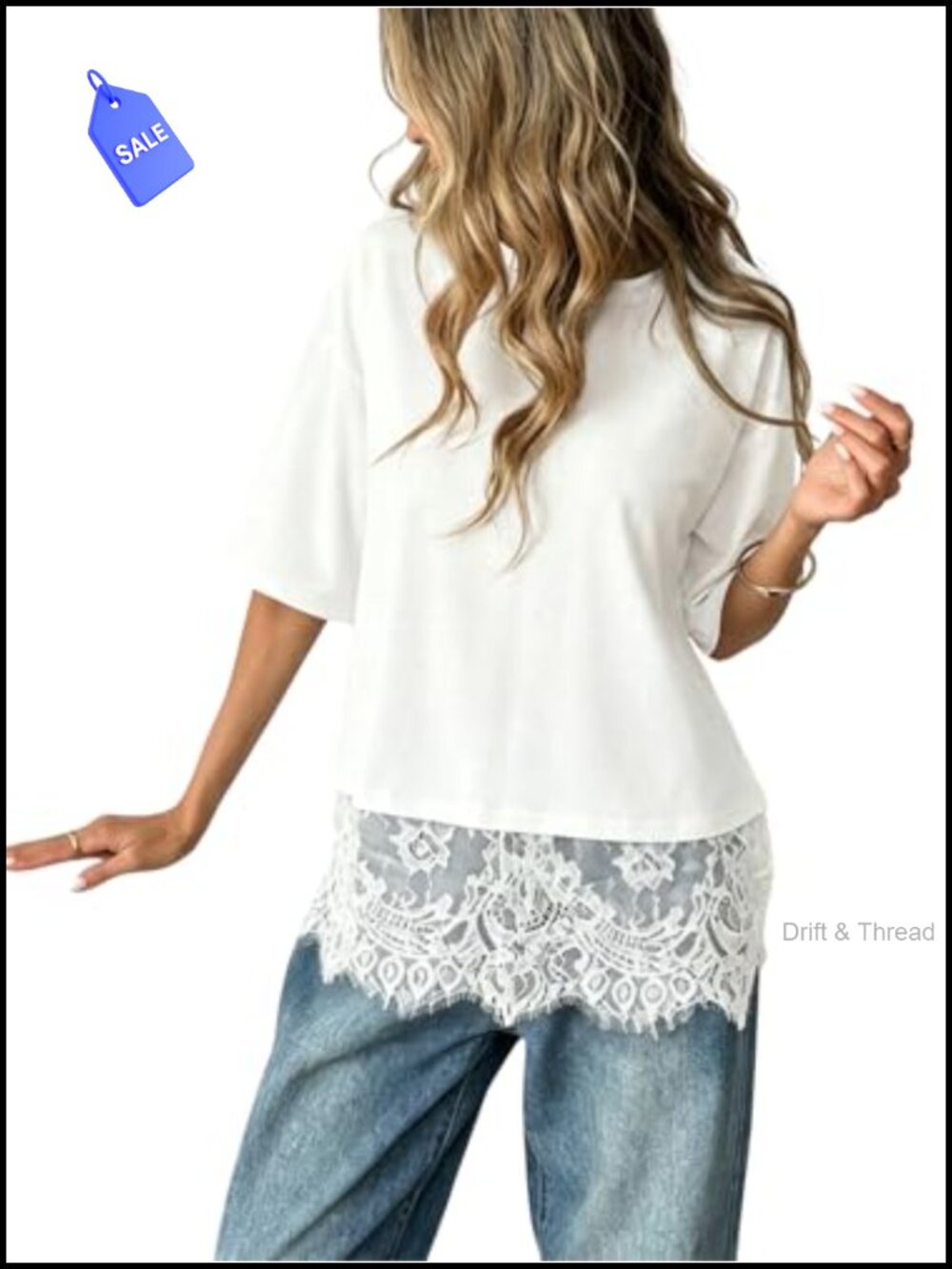 Y2K Lace T-Shirt Women's Going Out Top Crew Neck Half Sleeve